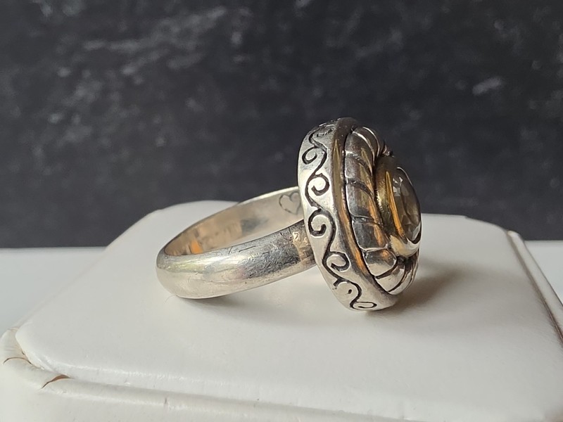 Brighton 925 Sterling Silver Signed Sayan Cable White Topaz Band Ring Size 6 gallery