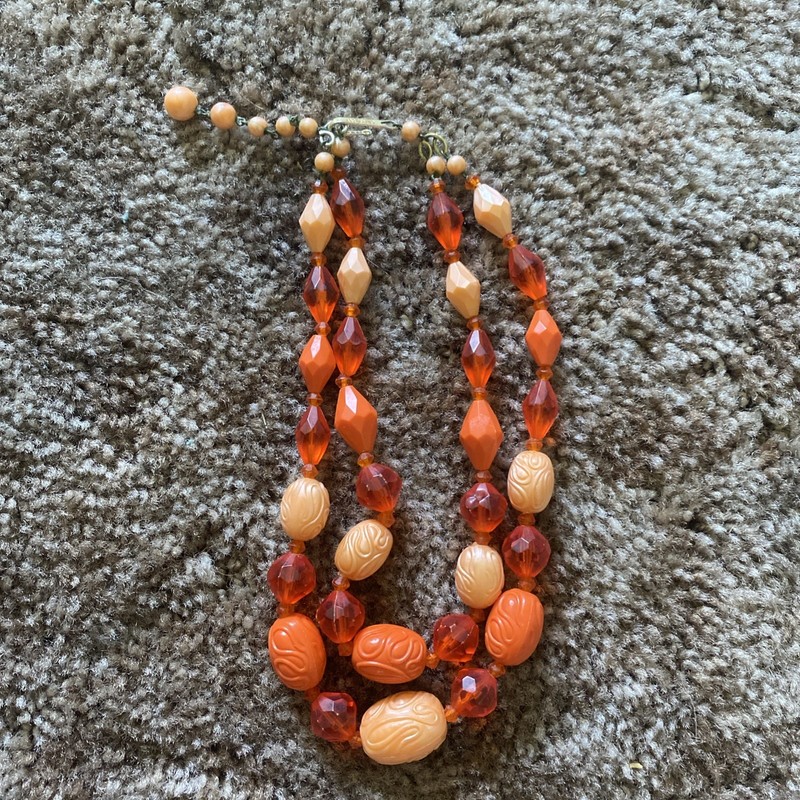 Germany Necklace Vintage Multi Strand Beaded Acrylic Plastic Chunky Statement