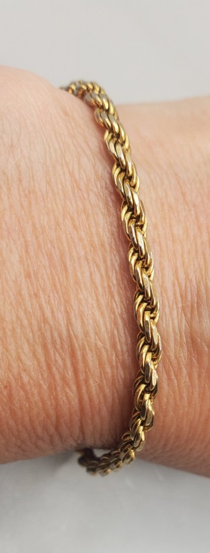 ITALY 925 STERLING SILVER GOLD VERMEIL VTG TWISTED ROPE CHAIN BRACELET 8″ UNISEX